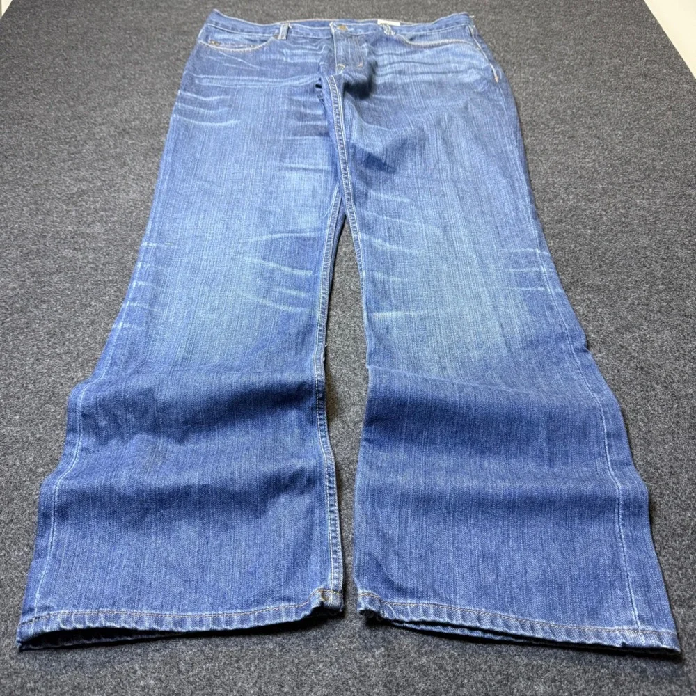 Y2K Banana Republic Jeans Mens 35x32 Blue Boot Cut 078 Faded Whiskered VTG Denim